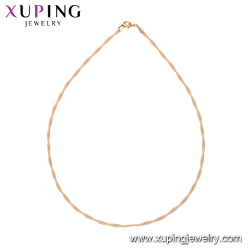 44186 xuping vogue 18 k colar de ouro banhado definir projetos cadeias simples colar sem pedra